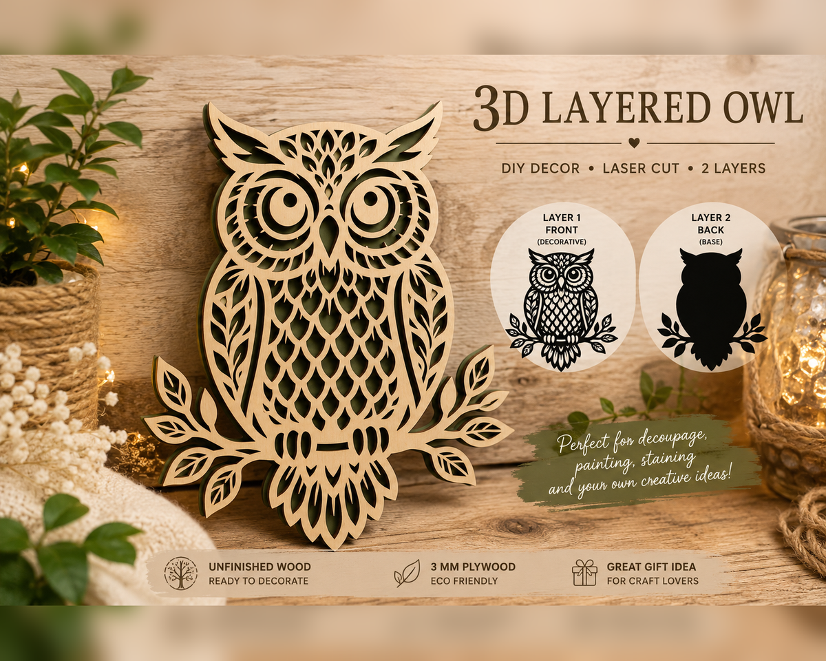 3D Wooden Owl - DIY Craft & Decor