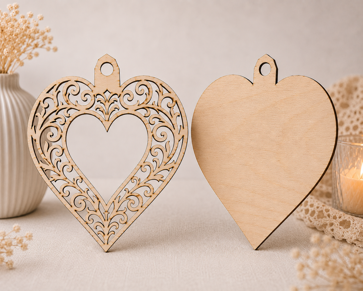 3D Ornate Heart Wooden Blank – DIY Craft & Home Décor