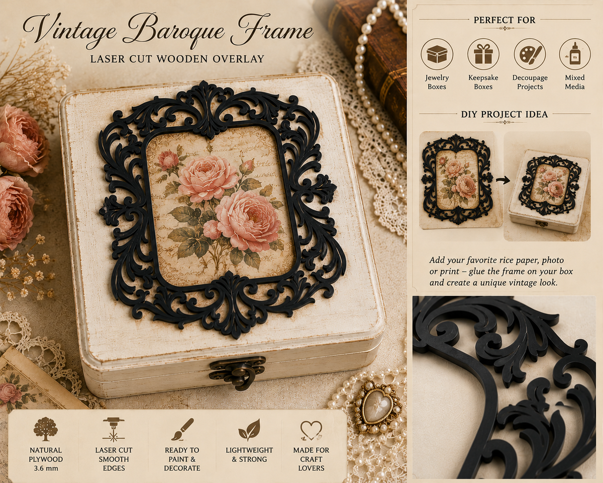 Vintage Baroque Decorative Wooden Frame