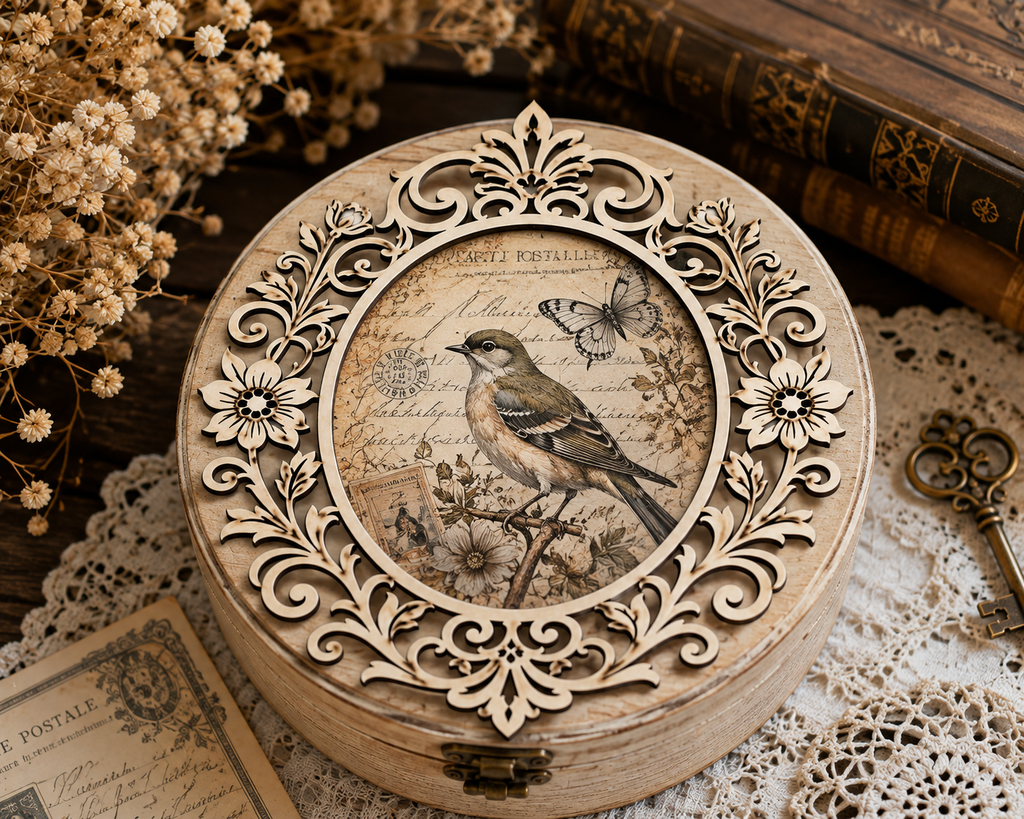 Victorian Floral Oval Wooden Frame