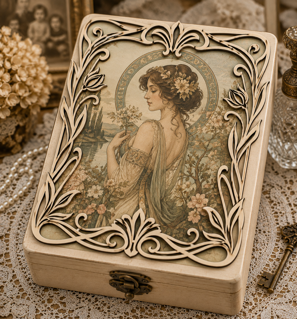 Art Nouveau Decorative Wooden Frame