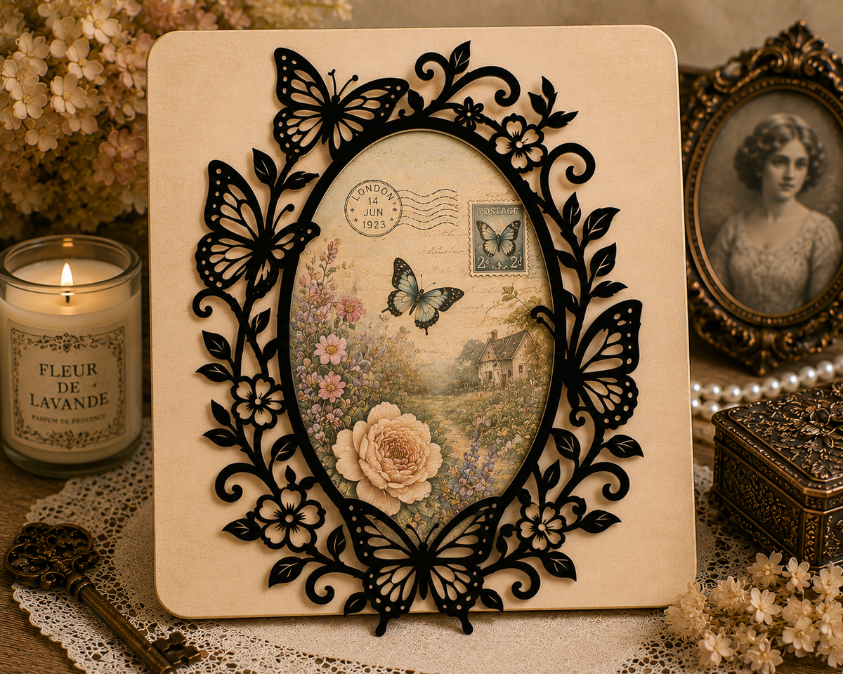 Butterfly & Flower Decorative Wooden Frame
