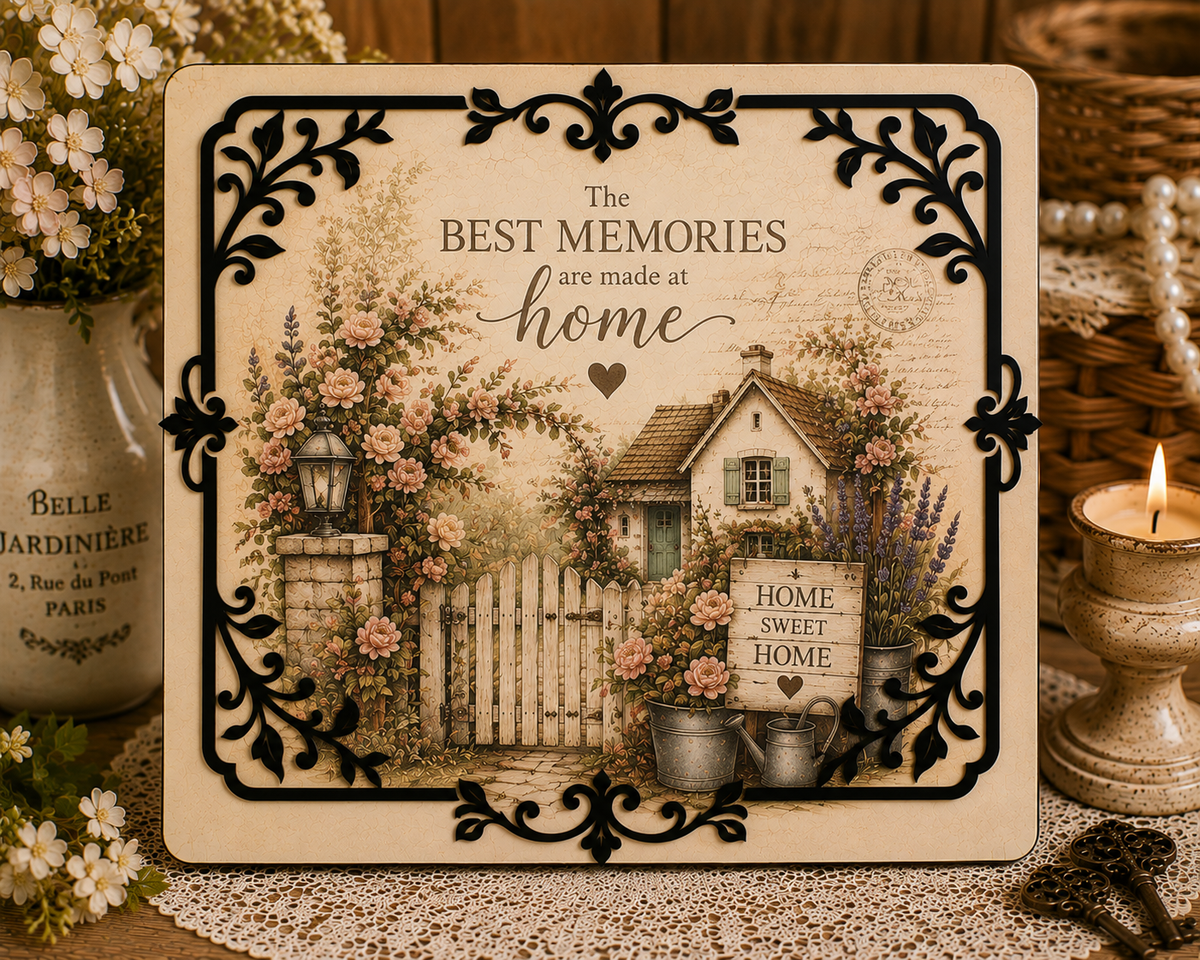 Farmhouse Decorative Wooden Frame – Laser Cut Plywood Craft Embellishment