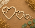 Double Heart Wooden Frame– Laser Cut Plywood Craft Embellishments | 20–50 mm | Packs of 10–100