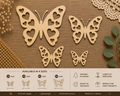 Wooden Butterfly with Heart Cut-Outs– Laser Cut Plywood Craft Embellishments | 20–50 mm | Packs of 10–100