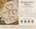 Wooden Heart Frames – Laser Cut Plywood Craft Embellishments | 20–50 mm | Packs of 10–100