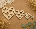 Wooden Heart Craft Blanks with Heart Cut-Outs– Laser Cut Plywood Craft Embellishments | 20–50 mm | Packs of 10–100