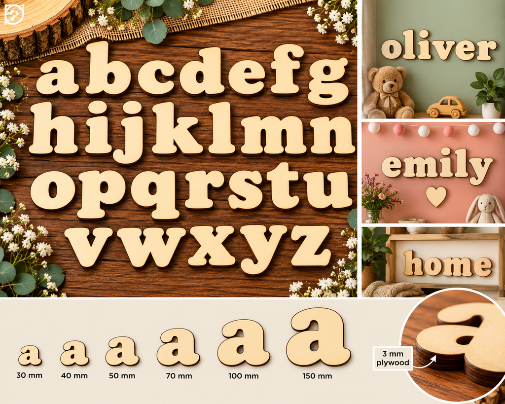 Individual Vintage Wooden Lowercase Letters a - z