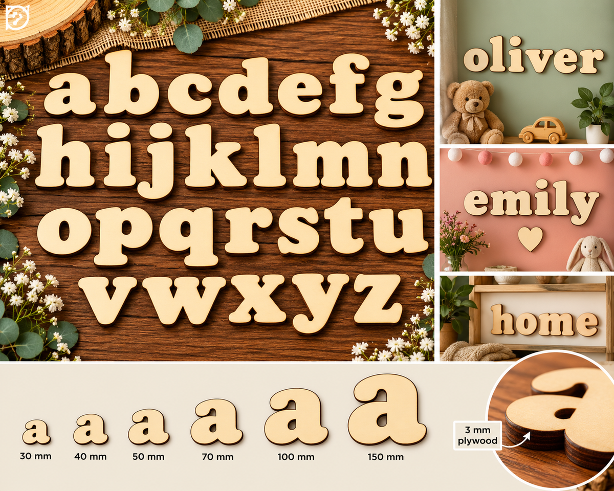 Individual Vintage Wooden Lowercase Letters a - z
