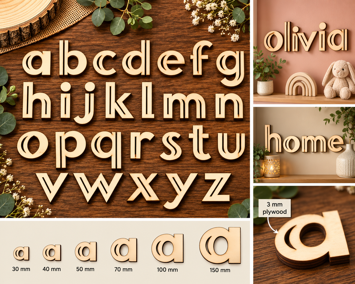 Individual Art Deco Wooden Lowercase Letters a - z