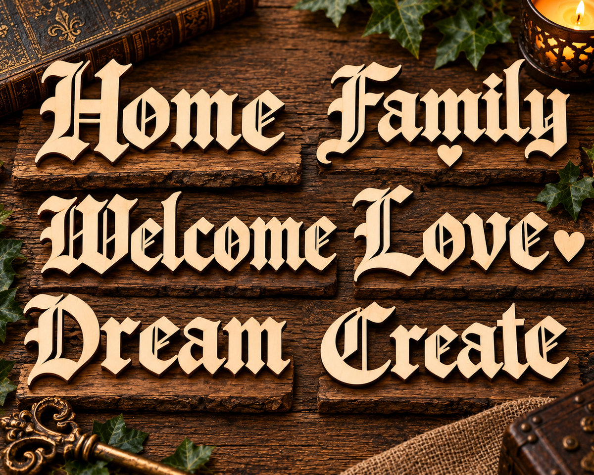Individual Gothic Wooden Uppercase Letters A–Z