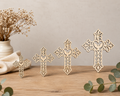 Ornate Dove Cross– Laser Cut Plywood Craft Embellishments | 40–70 mm | Packs of 10–100