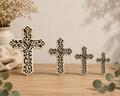 Ornate Floral Cross with Dove– Laser Cut Plywood Craft Embellishments | 40–70 mm | Packs of 10–100