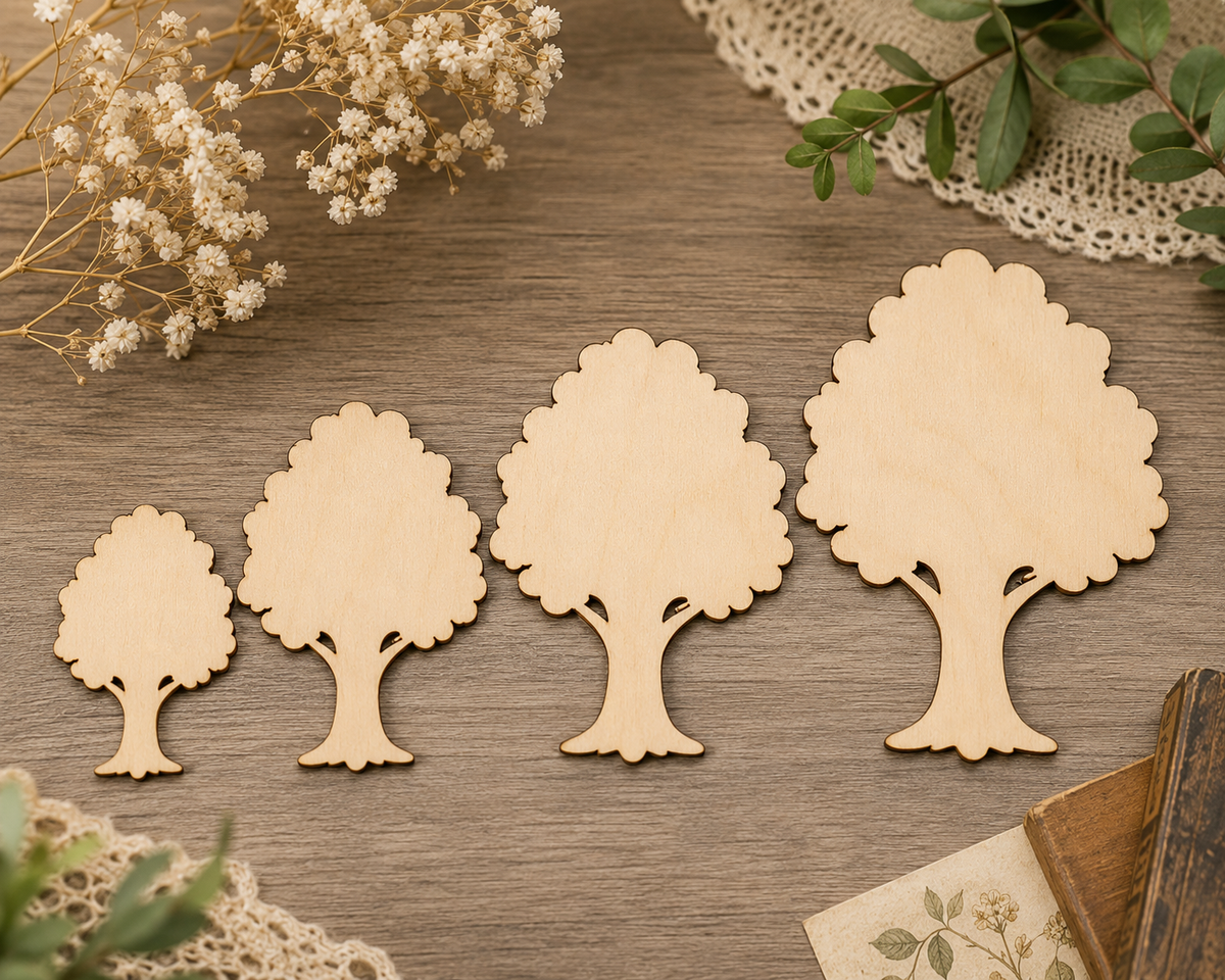 Classic Tree Wooden Craft Shapes - Laser Cut Plywood Craft Embellishments | 50–150 mm