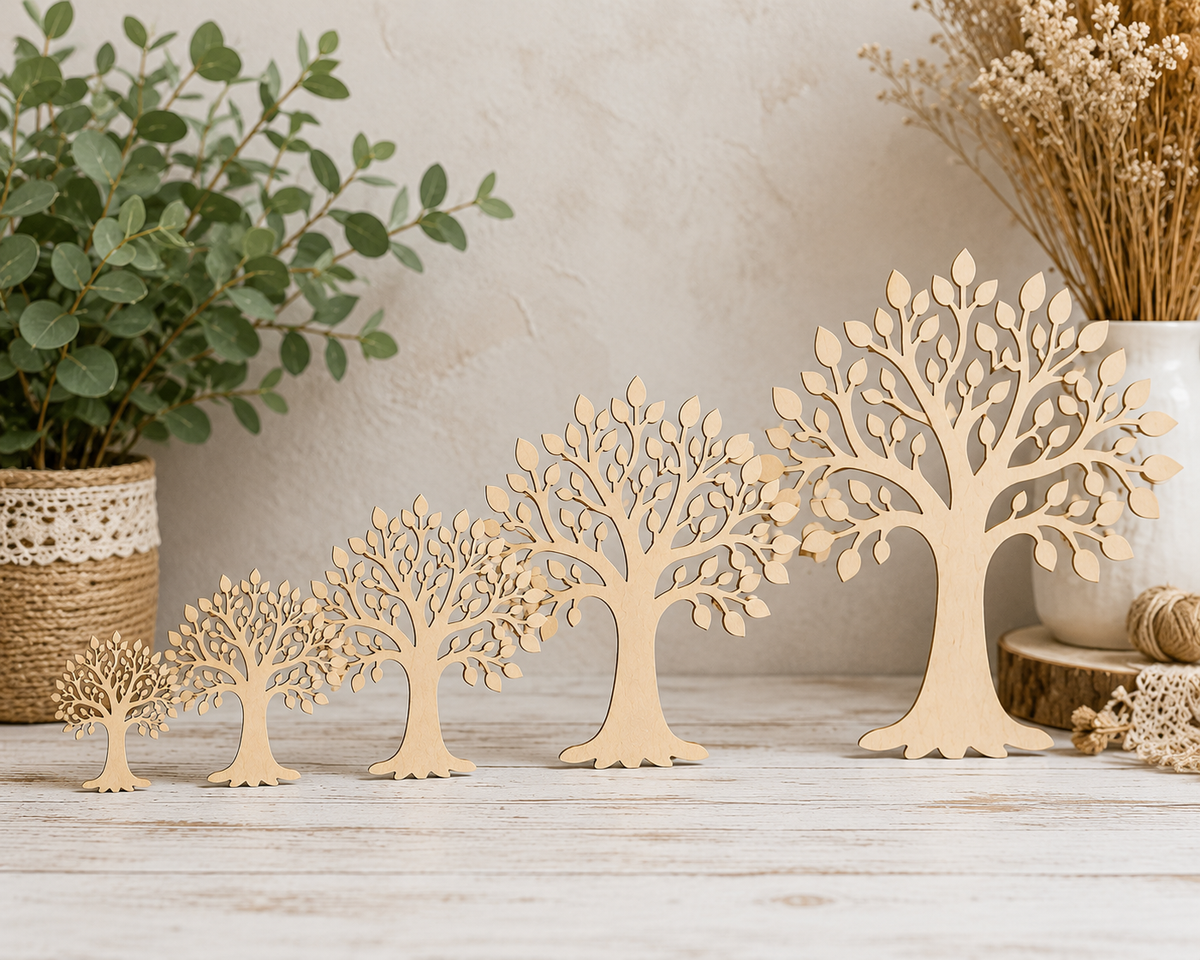 Ornate Tree Wooden Craft Shapes - Laser Cut Plywood Craft Embellishments | 50–150 mm