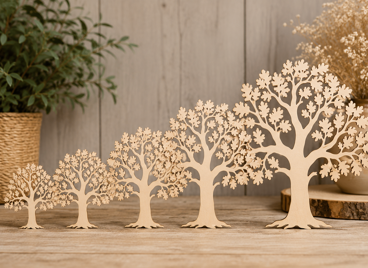 Oak Tree Wooden Craft Shapes - Laser Cut Plywood Craft Embellishments | 50–150 mm