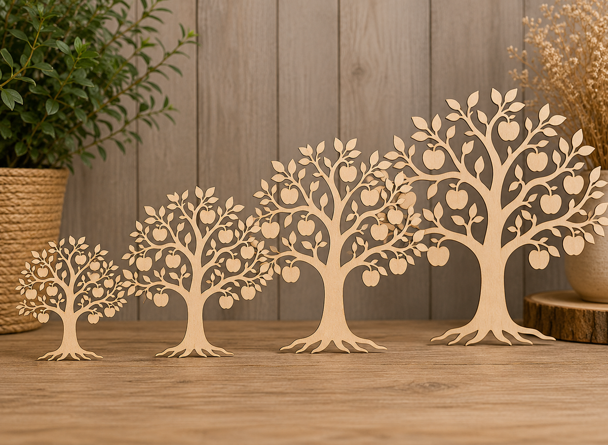Apple Tree Wooden Craft Shapes - Laser Cut Plywood Craft Embellishments | 50–150 mm