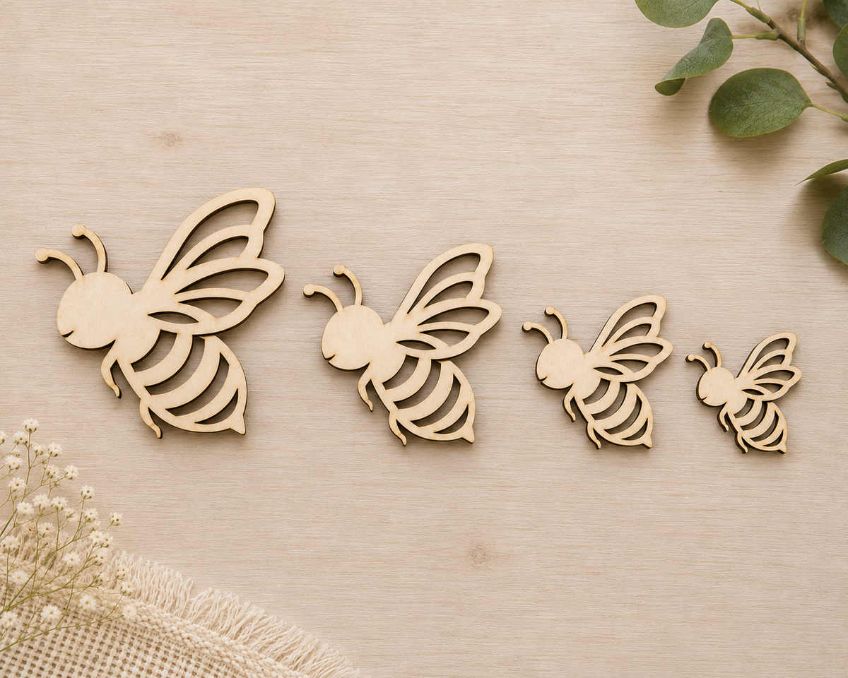 Flying Wooden Bee Craft Blank– Laser Cut Plywood Craft Embellishments | 20–50 mm | Packs of 10–100