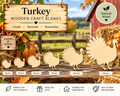 Wooden Turkey Craft Shapes – Laser Cut Plywood Craft Embellishments | 30–150 mm