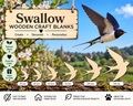 Flying Swallow Wooden Craft Shapes– Laser Cut Plywood Craft Embellishments | 30–150 mm | Packs of 5–100