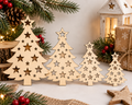 Wooden Christmas Tree with Stars– Laser Cut Plywood Craft Embellishments | 30–150 mm