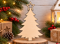 Wooden Christmas Tree with Cut-Out Star– Laser Cut Plywood Craft Embellishments | 30–150 mm