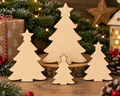 Wooden Christmas Tree with Star– Laser Cut Plywood Craft Embellishments | 30–150 mm