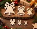 Wooden Christmas Bell with Bow– Laser Cut Plywood Craft Embellishments | 30–150 mm