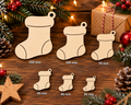 Wooden Christmas Stocking – Laser Cut Plywood Craft Embellishments | 30–150 mm