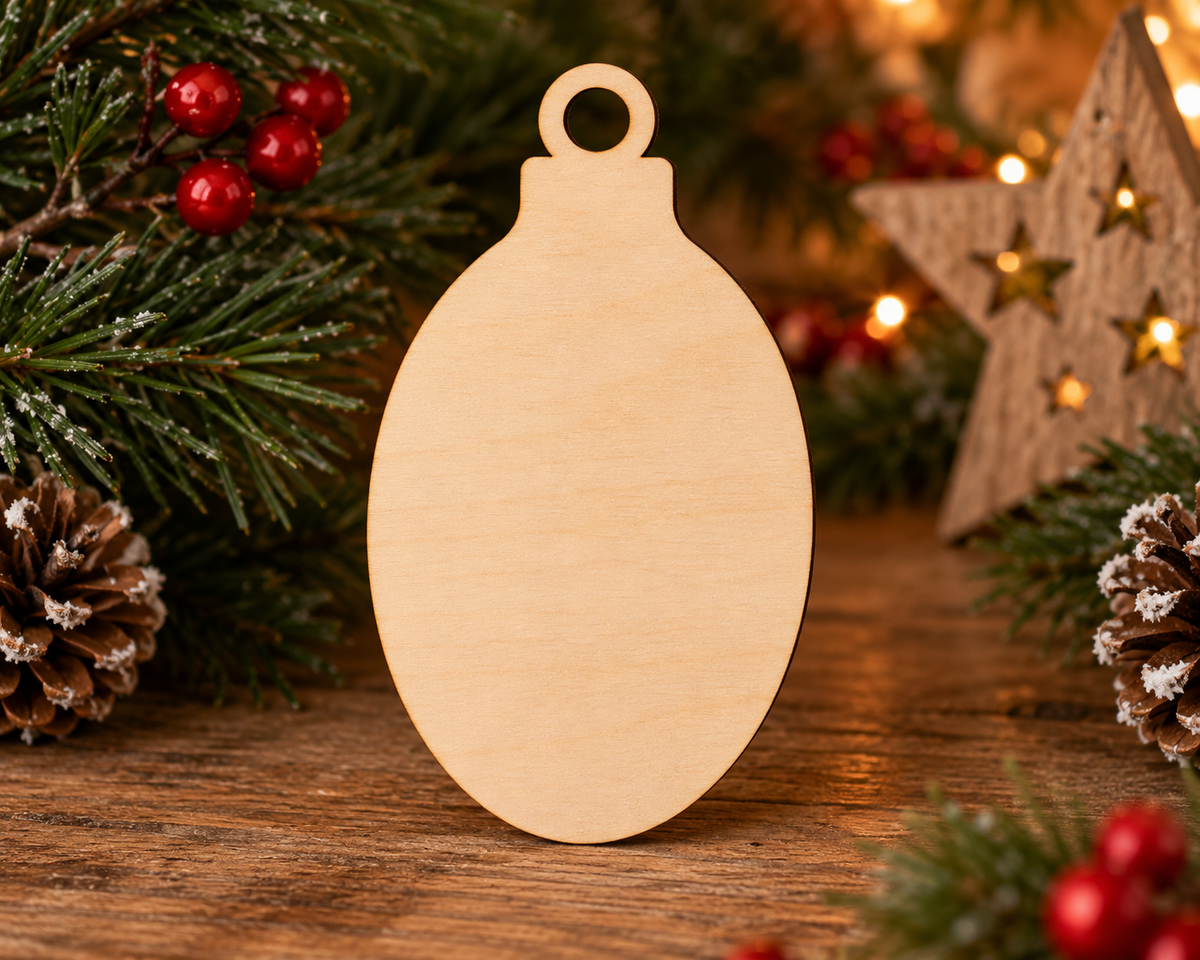 Wooden Oval Christmas Bauble – Optional Decorative Frame