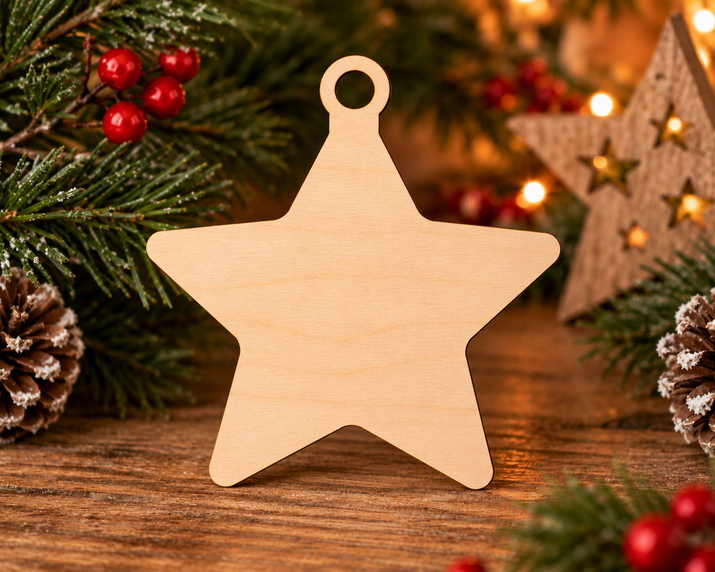 Wooden Star Christmas Bauble – Optional Decorative Frame