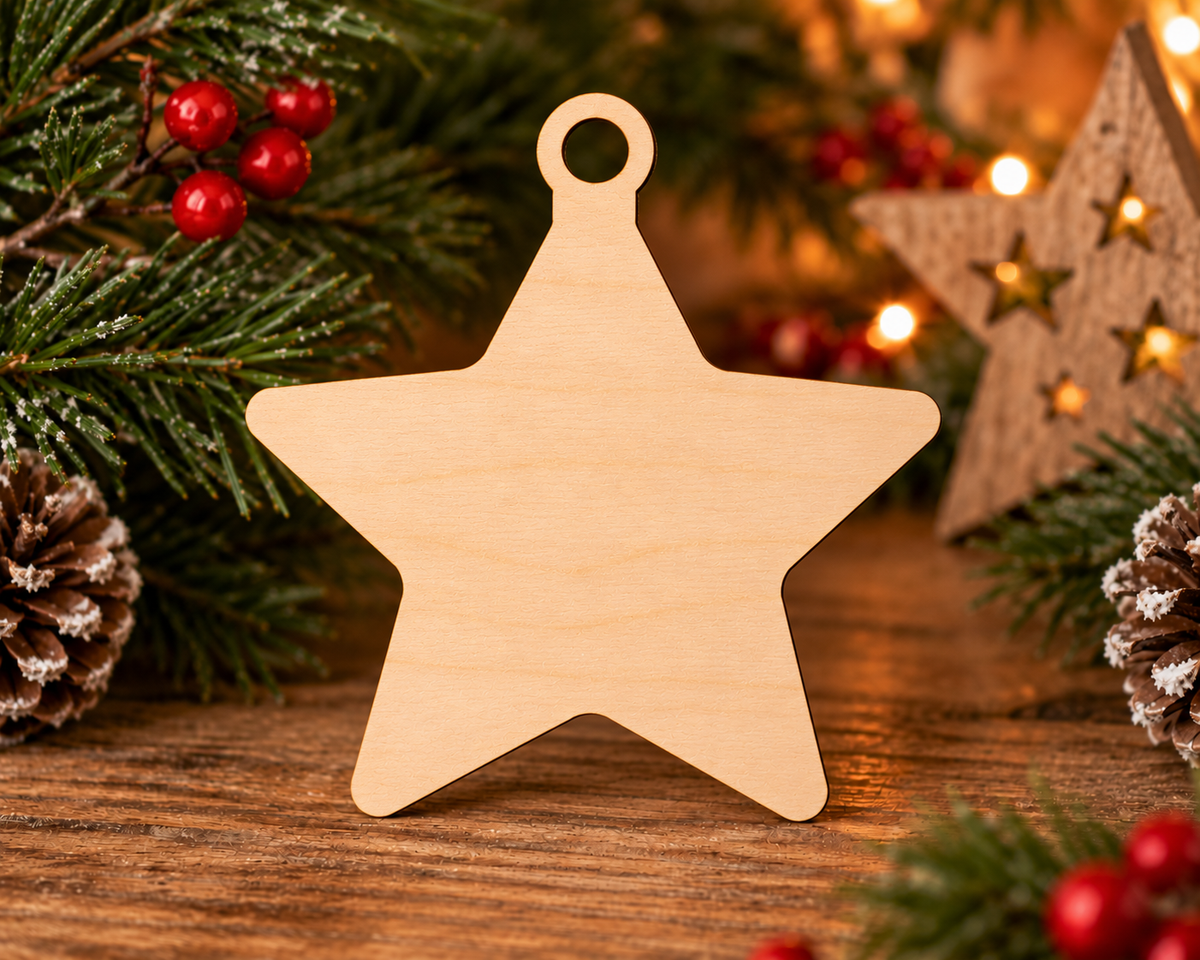 Wooden Star Christmas Bauble – Optional Decorative Frame