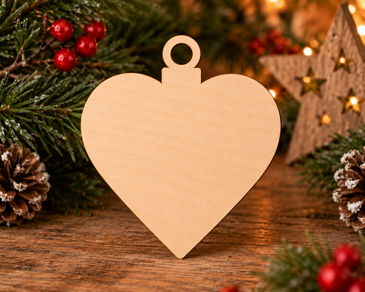 Wooden Heart Christmas Bauble – Optional Decorative Frame