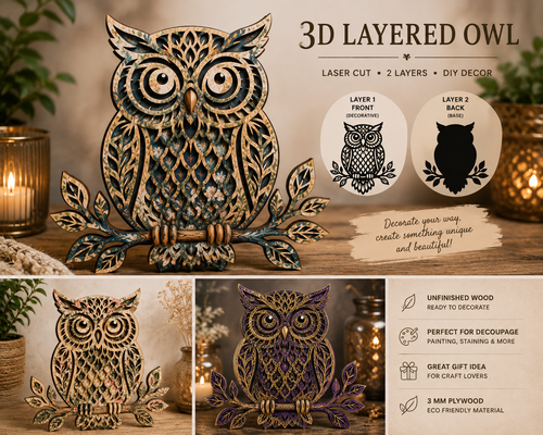 3D Wooden Owl - DIY Craft & Decor