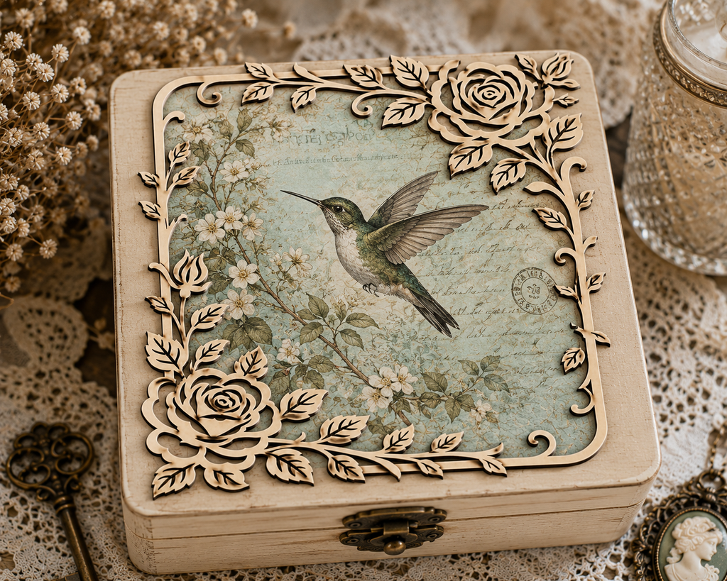 Roses & Leaves Decorative Wooden Frame