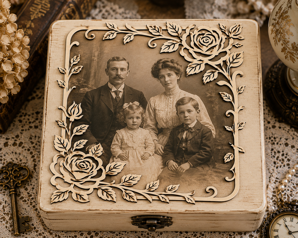 Roses & Leaves Decorative Wooden Frame