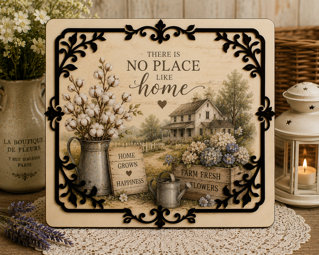 Farmhouse Decorative Wooden Frame – Laser Cut Plywood Craft Embellishment