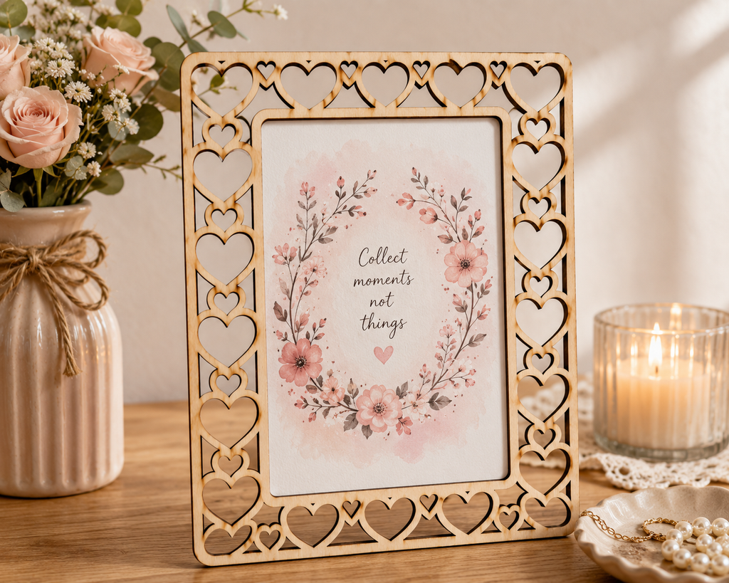 Heart Cut-Out Decorative Wooden Frame – Laser Cut Plywood Craft Embellishment