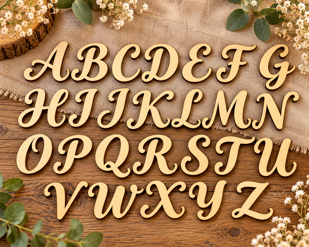 Individual Script Wooden Uppercase Letters A–Z