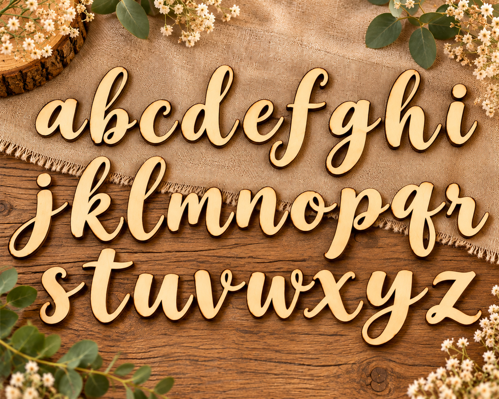 Individual Script Wooden Lowercase Letters a - z