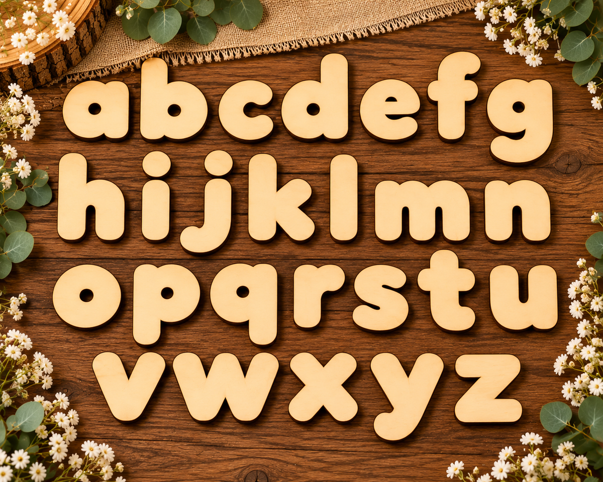 Individual Bold Wooden Lowercase Letters a - z