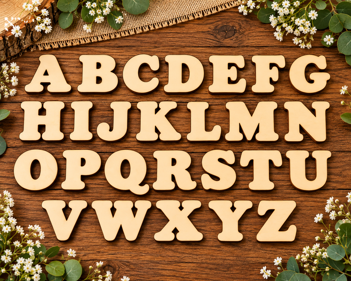Individual Vintage Wooden Uppercase Letters A–Z