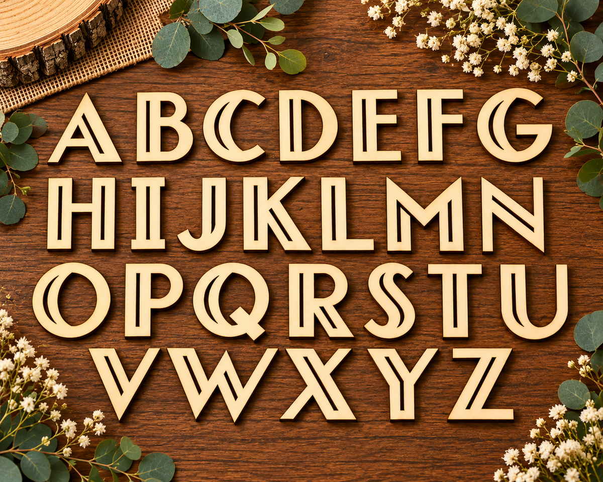 Individual Art Deco Wooden Uppercase Letters A–Z
