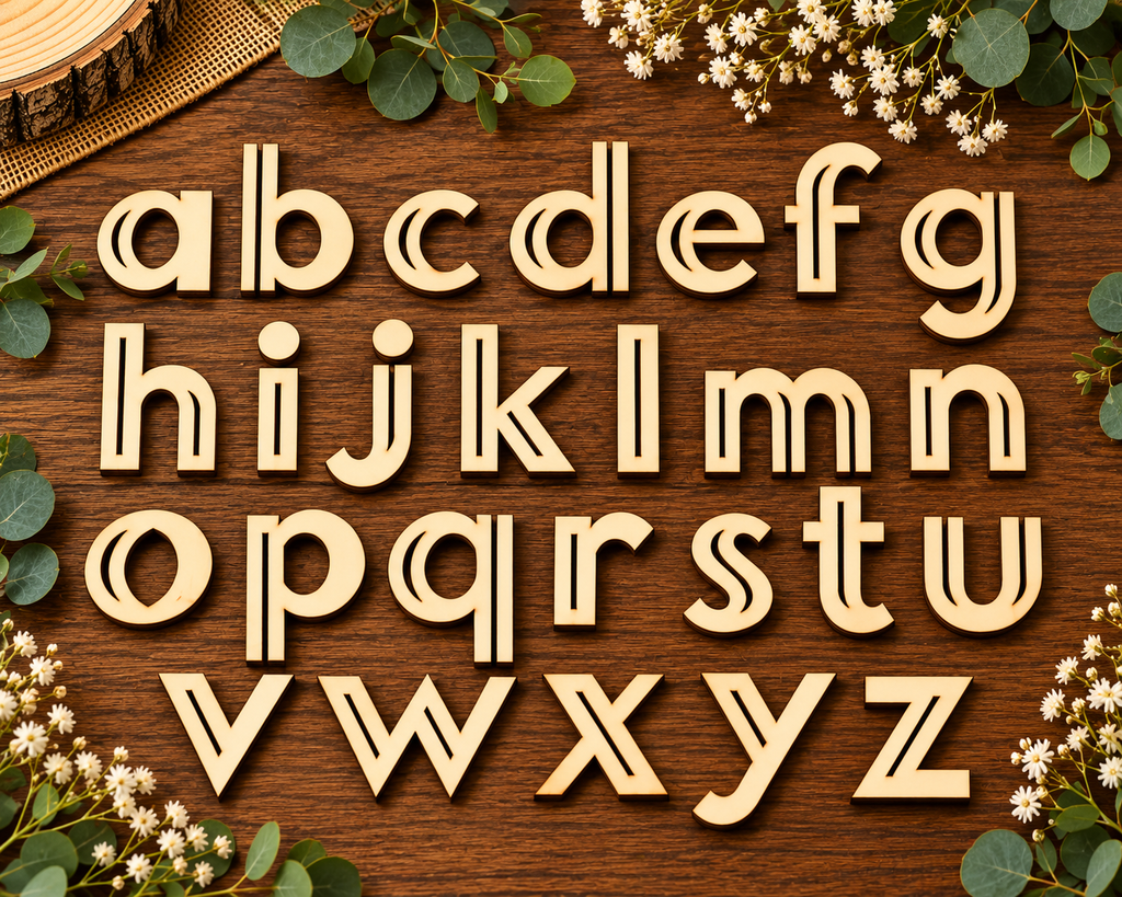 Individual Art Deco Wooden Lowercase Letters a - z