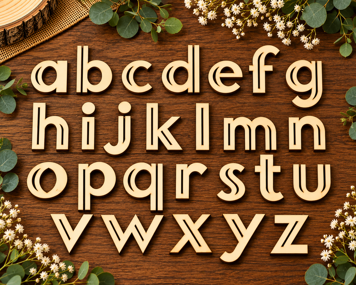 Individual Art Deco Wooden Lowercase Letters a - z