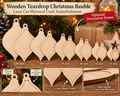 Wooden Teardrop Christmas Bauble - Optional Decorative Frame