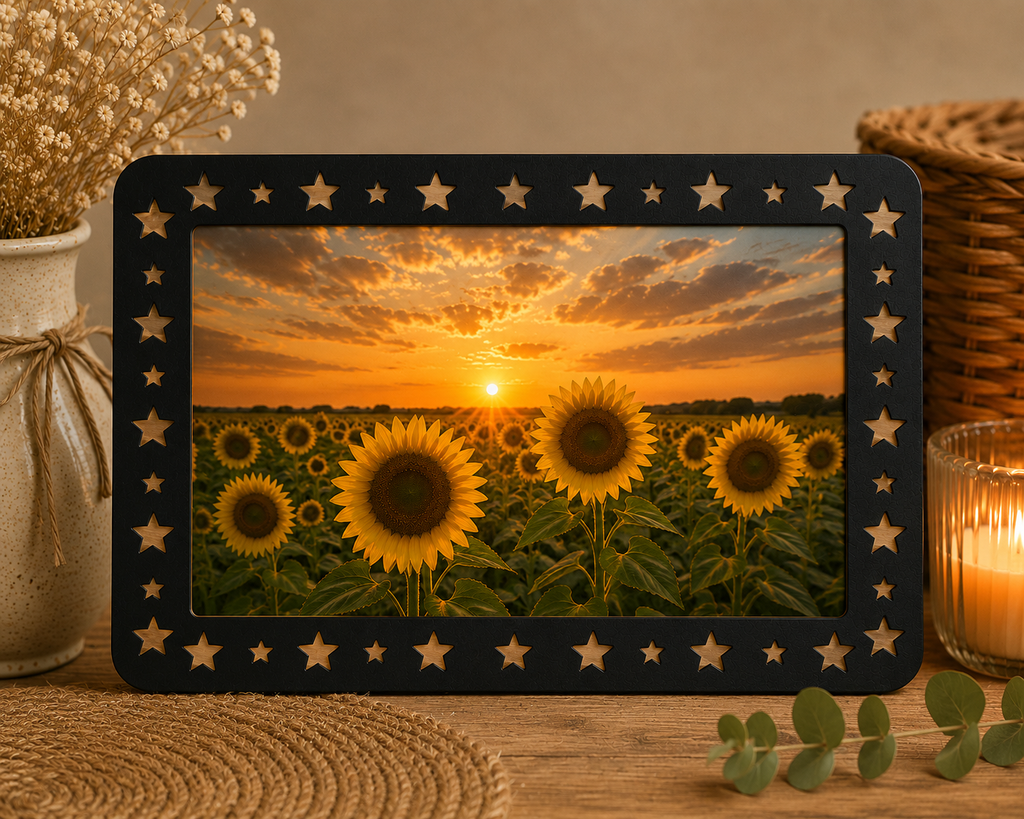Star Cut-Out Rectangle Wooden Frame – Laser Cut Plywood Craft Frame