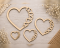 Heart with Mini Hearts Border – Laser Cut Plywood Craft Embellishments | 20–50 mm | Packs of 10–100