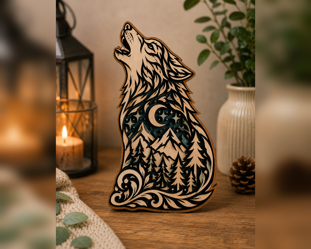3D Wooden Wolf – DIY Craft & Home Decor