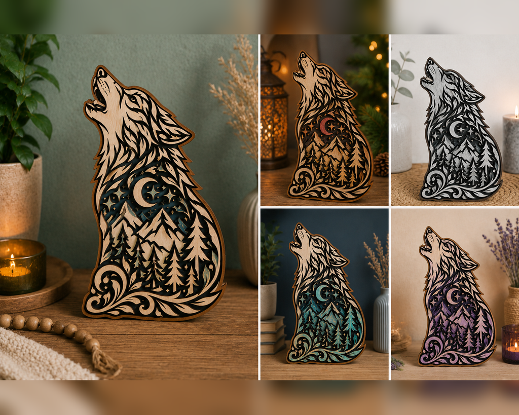 3D Wooden Wolf – DIY Craft & Home Decor